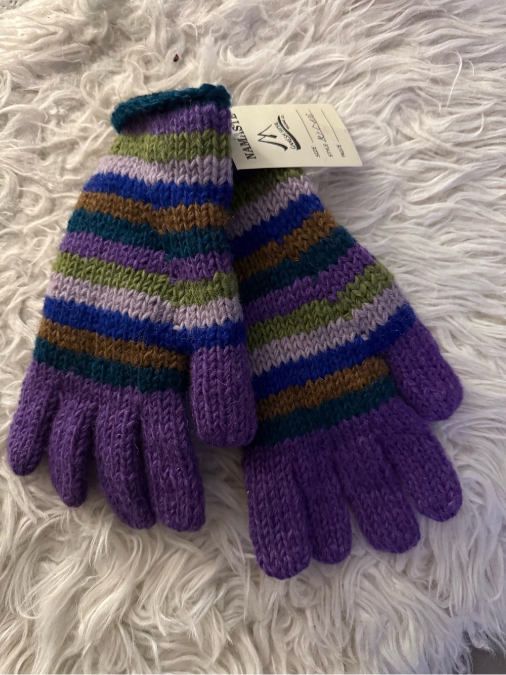 NWT Ganesh Himal Trading Purple Striped Gloves